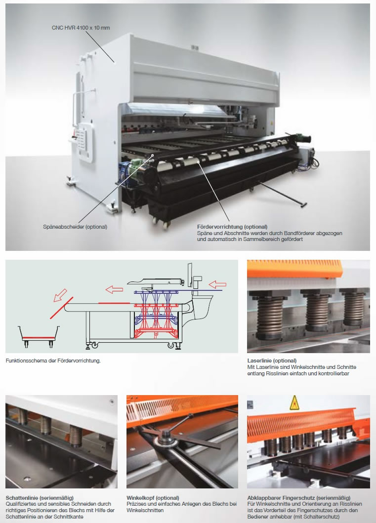 CNC-gesteuerte hydraulische Kulissen-Tafelschere HVR 4100 x 10 für lange Blechzuschnitte